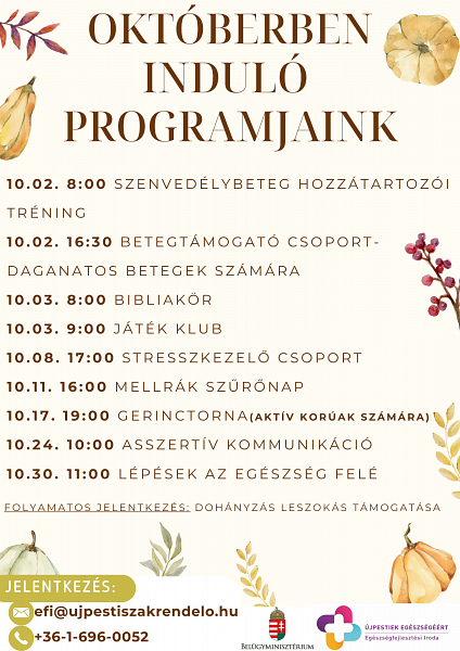 Októberben induló programjaink